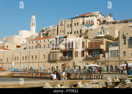 Altstadt von Jaffa mit Kirche St. Peter, den alten Hafen, heute Teil von Tel Aviv in Tel Aviv-Jaffa, Israel Stockfoto