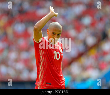 23 Juni 2018, Spartak Stadium, Moskau, Russland; FIFA Fußball-WM, Gruppe G, Belgien gegen Tunesien; Wahbi Khazri Stockfoto
