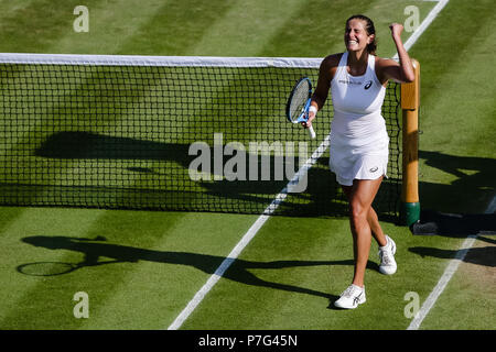 London, Großbritannien, 6. Juli 2018: Zum ersten Mal in ihrer Karriere deutsche Tennisspielerin Julia Goerges hat das Achtelfinale der Wimbledon Tennis Championships 2018 auf der All England Lawn Tennis und Croquet Club in London erreicht. Credit: Frank Molter/Alamy leben Nachrichten Stockfoto