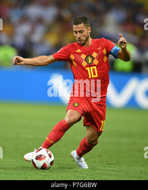 Kasan, Russland. 6. Juli, 2018. Eden Hazard von Belgien konkurriert während der 2018 FIFA WM-Viertelfinale zwischen Brasilien und Belgien in Kasan, Russland, 6. Juli 2018. Credit: Du Yu/Xinhua/Alamy leben Nachrichten Stockfoto