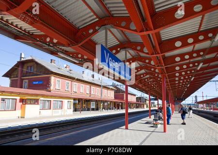 Vlakové nádraží, Veselí nad Lužnicí, Česká republika / Bahnhof Veseli nad Luznici, Tschechische Republik Stockfoto