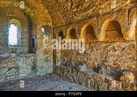 Stein Kapelle innerhalb der Grenzen von Richmond Castle in North Yorkshire, England Stockfoto