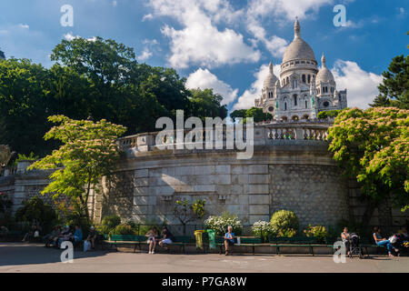 Paris, Frankreich, 25. Juni 2018: die Basilika Sacré-Coeur in Montmartre Stockfoto