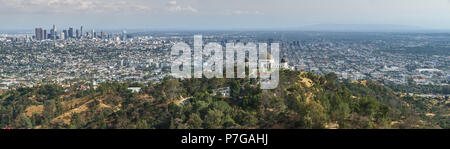 Los Angeles, Kalifornien Panorama von Hollywood Hills Stockfoto