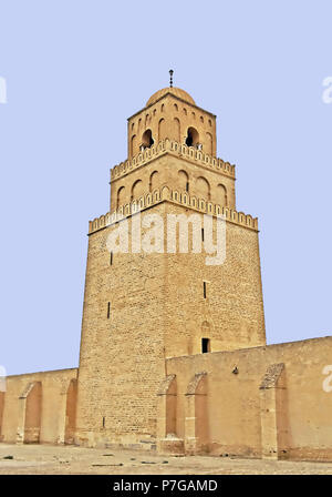 Minarett der Moschee von Uqba, Kairouan, Tunesien Stockfoto