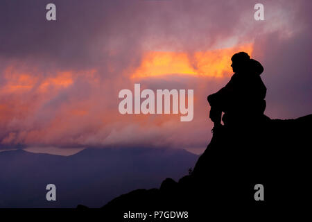 Sarah Brownell auf dem Mt. Washington, NH USA Stockfoto