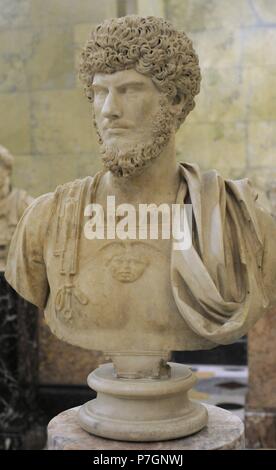 Lucius Verus (130-169). Römischer Kaiser von 161 bis 169. Nerva-Antonine Dynaty. Porträt. Marmor. Im dritten Quartal des 2. Jahrhunderts n. Chr.. Die Eremitage. Sankt Petersburg. Russland. Stockfoto