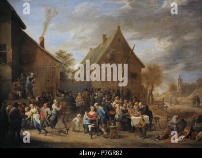 David Teniers der jüngere (1610-1690). Barockmaler. Dorfhochzeit, 1650. Öl auf Leinwand. Die Eremitage. Sankt Petersburg. Russland. Stockfoto