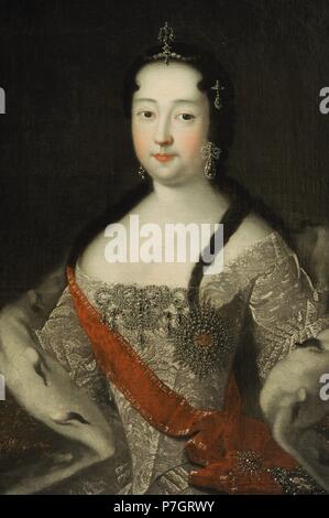 Gran Herzogin Anna Petrowna von Russland, Tsesarevna Russland (1708-1728). Ältere Tochter von Kaiser Peter i. von Russland. Porträt, 1740. Von Ivan Adolsky (?). Nach 1686 (1691)? -Ca. 1758. Öl auf Leinwand. Die Eremitage. Sankt Petersburg. Russland. Stockfoto