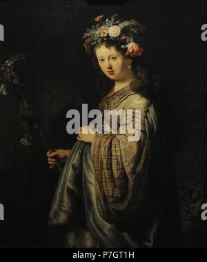 Rembrandt Harmenszoon van Rijn (1606-1669). Niederländischer Maler. Flora, 1634. Die Eremitage. Sankt Petersburg. Russland. Stockfoto