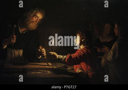 Gerrit van Honthorst (1590-1656). Flämischer Maler. Kindheit Christi, c.1620, The State Hermitage Museum. Sankt Petersburg. Russland. Stockfoto