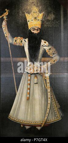 Fath Ali Schah (1772-1834). Am zweiten Qajar König von Persien. Porträt des persischen Malers Mihr ' Ali (fl.1795-Post-1830), Iran. 1809-1810. Öl auf Leinwand. Die Eremitage. Sankt Petersburg. Russland. Stockfoto