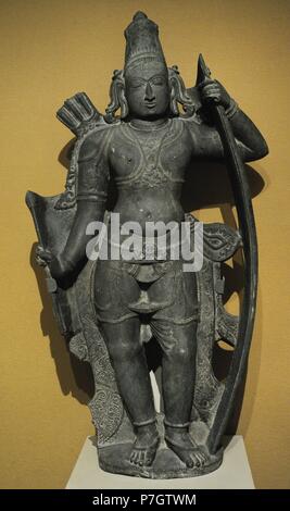 Hinduismus. Rama, der siebte Avatar von der hinduistischen Gott Vishnu. Rama stehen. Pyllite. Süd-Indien, 18. Jahrhundert. Museum Fur Volkerhunde, Berlin, Deutschland. Stockfoto