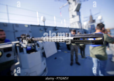 CONSTANTA, Rumänien - 20. JUNI 2018: die Details der Gun Barrel 50 cal Maschinengewehr am 20. Juni. Stockfoto