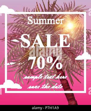 Summer Sale-Vektor. Palm Tree rosa Hintergrund Stock Vektor