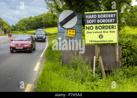 Europäische Grenze zwischen der Republik Irland und Nordirland, die eine harte Grenze werden könnte nach dem Brexite Stockfoto