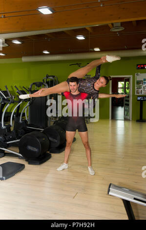 Vimercate - Aerobe Gymnastik, - Michela Castoldi und Davide Donati (aerobe Fusion) haben den Titel des Weltmeister der aerobe Gymnastik an G gewonnen Stockfoto