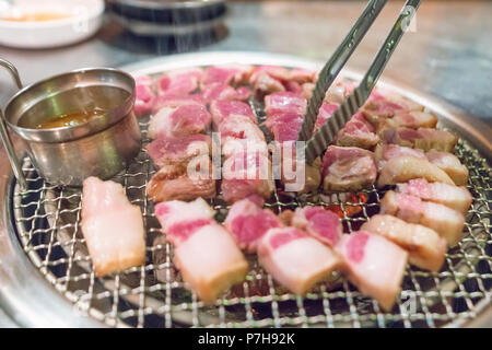 Treaky Schweinefleisch für den gegrillten Schweinebauch, Korea Style Menu, Korea traditionelle und beliebte Essen, leckeres Essen. Stockfoto