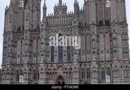 Exterieur - FACHADA ESTE 1209/50 - GOTICO INGLES. Lage: Catedral, Wells, ENGLAND. Stockfoto