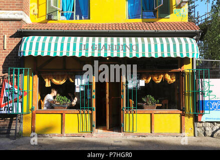 Il Giardino italienisches Restaurant in Blenheim Grove in trendigen Peckham, in Süd- London, Großbritannien Stockfoto