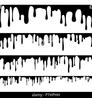 Farbe Tropfen Flüssigkeit Vektor. Horizontale nahtlos. Abstrakte Tinte, Farbe fließt. Grunge Design. Isolierte Abbildung Stock Vektor