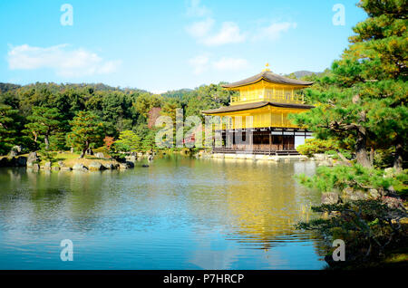 Kinkakuji Tempel im frühen Herbst in Kyoto, Japan. Stockfoto