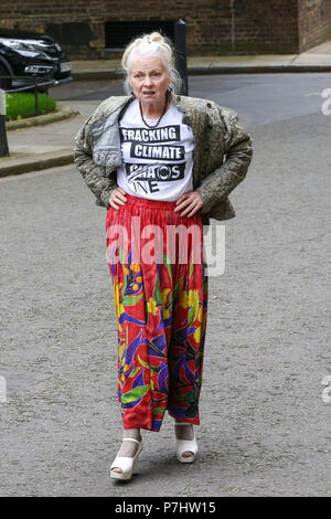 Dame Vivienne Westwood, Joseph Corré, Mutter und Sohn bietet Planet INEOS, eine Präsentation von Armageddon durch Kunststoff Umweltverschmutzung und Klimawandel' in Downing Street 10 verursacht. Mit: Dame Vivienne Westwood Wo: London, Großbritannien Wann: 05 Jun 2018 Credit: Dinendra Haria/WANN Stockfoto