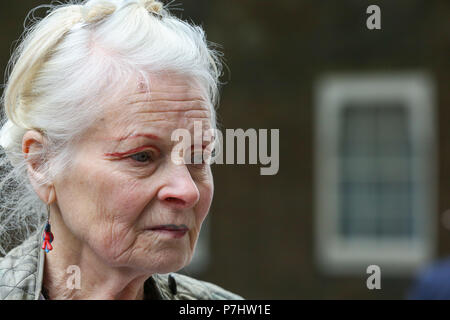 Dame Vivienne Westwood, Joseph Corré, Mutter und Sohn bietet Planet INEOS, eine Präsentation von Armageddon durch Kunststoff Umweltverschmutzung und Klimawandel' in Downing Street 10 verursacht. Mit: Dame Vivienne Westwood Wo: London, Großbritannien Wann: 05 Jun 2018 Credit: Dinendra Haria/WANN Stockfoto