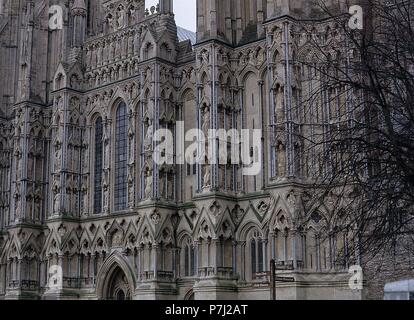 Exterieur - FACHADA ESTE 1209/50 - GOTICO INGLES. Lage: Catedral, Wells, ENGLAND. Stockfoto