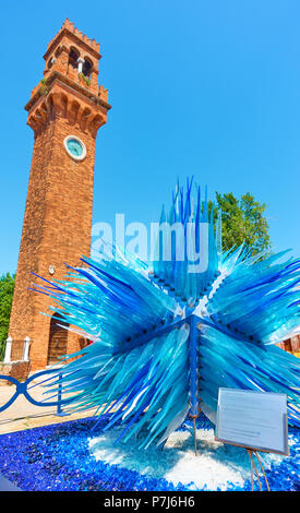 Venedig, Italien, 16. Juni 2018: Murano Glas Skulptur namens 'Komet Glas Star' Von S. Cenedese in Insel Murano Stockfoto