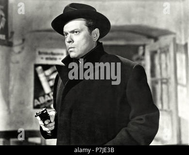 Harry Lime gespielt von Orson Welles in "Der Dritte Mann" von Graham Greene und von Carol Reed Regie und im Jahre 1949 veröffentlicht. Stockfoto