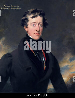 William Spencer Cavendish, 6. Herzog von Devonshire (1790-1858). Gemälde von Thomas Lawrence William George Spencer Cavendish, 6. Herzog von Devonshire, Marquis von Hartington, britischen Peer, Edelmann, und Whig Politiker. Die Cavendish Banane ist nach ihm benannt. Stockfoto