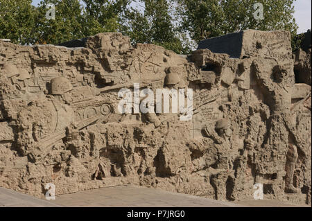 Russland, Wolgograd, mamajew Hügel, Memorial, die Schlacht von Stalingrad, von September 1942 bis Februar 1943, Denkmal, Soldat, Relief in Stein, Stockfoto