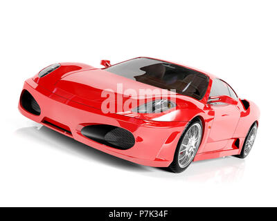 Red sport auto auf weißem Hintergrund, 3D-Rendering Stockfoto