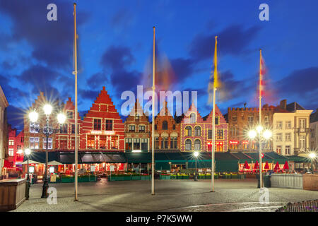 Der alte Markt in Brügge, Belgien. Stockfoto