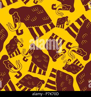 Mammut Muster Nahtlose. Prähistorische Elefant Hintergrund. Riesige Tier Jurazeit. Vector Illustration Stock Vektor