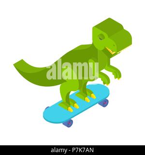Dinosaurier auf Skateboard. Dino Jugendlicher cool. Tyrannosaurus rex in der Kappe. Kreidezeit Tier predator Player. Vector Illustration Stock Vektor