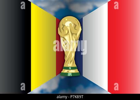 Belgien VS Frankreich, Russland 2018, Halbfinale Phase Stock Vektor