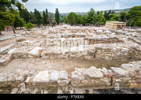 Teile der minoischen Tempel Komplex von Knossos, der Palast von Knossos Knossos antike Stadt, Heraklion, Knossos, Kreta, Griechenland, Europa Stockfoto