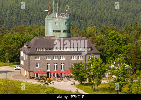 Kahlen Asten, Astenturms, Kahler Asten Wetterstation, Hochheide Heide im Sommer, Winterberg, Sauerland, Luftaufnahme Stockfoto