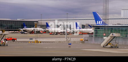 SAS-Flugzeuge am Flughafen Kopenhagen - Kastrup Stockfoto