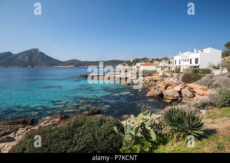 Sant Elm, hinter der Insel Sa Dragonera, Mallorca, Balearen, Spanien Stockfoto