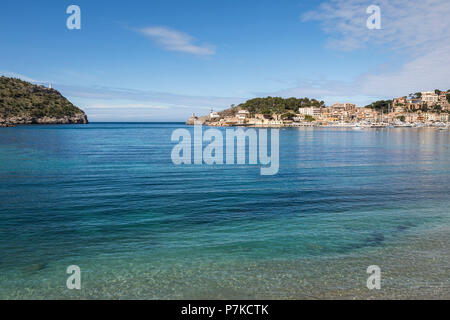 Die Bucht von Port de Soller, Mallorca, Balearen, Spanien Stockfoto