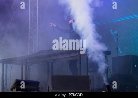 Turku, Finnland. 6. Juli 2018. Norwegische DJ Alan Walker bei Ruisrock Open Air Festival. Quelle: Stefan Crämer/Alamy leben Nachrichten Stockfoto