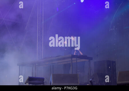 Turku, Finnland. 6. Juli 2018. Norwegische DJ Alan Walker bei Ruisrock Open Air Festival. Quelle: Stefan Crämer/Alamy leben Nachrichten Stockfoto