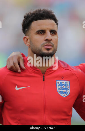Samara, Russland. 7. Juli 2018. Russland. 7. Juli 2018. Russland. 7. Juli 2018. Kyle Walker ENGLAND SCHWEDEN V England, 2018 FIFA WORLD CUP RUSSLAND, 07. Juli 2018 GBC 9373 Schweden v England 2018 FIFA WM Stadion Spartak Moskau Russland STRENG REDAKTIONELLE VERWENDUNG NUR. Wenn der Spieler/Spieler in diesem Bild dargestellt ist/Spielen für einen englischen Club oder das England National Team. Dann ist dieses Bild darf nur für redaktionelle Zwecke verwendet werden. Keine kommerzielle Nutzung. Folgende Verwendungen sind auch dann eingeschränkt, wenn in einem redaktionellen Kontext: Verwendung in Verbindung mit oder als Teil eines nicht autorisierten Audio-, Video-, Daten-, Scheinwerfer li Stockfoto