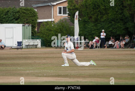 Shropshire, Großbritannien. Vom 7. Juli 2018. Joe Hart die ehemalige England und Manchester City Torwart spielen lokale Kricket für Shrewsbury CC am gleichen Tag wie England Fußball Team World Cup 1/4 Final 2018 Credit spielten: RICHARD DAWSON/Alamy leben Nachrichten Stockfoto