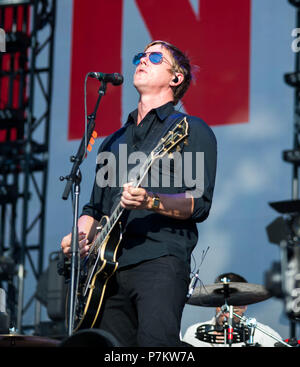 Hyde Park, London, Vereinigtes Königreich. 7. Juli 2018. Paul Banks von Interpol führt an Tag 2 von Barclaycard präsentiert Britische Sommerzeit im Hyde Park. Michael Tubi/Alamy leben Nachrichten Stockfoto