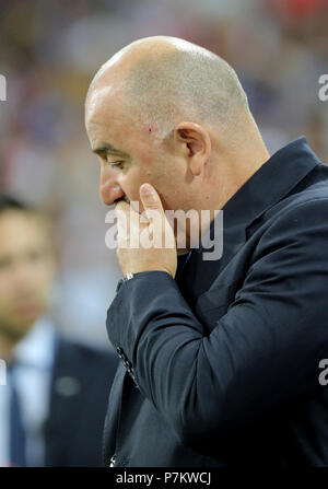 Sochi, Russland. 07 Juli, 2018. Wm-Viertelfinale zwischen Russland und Kroatien am Fisht Stadion. Die russische Manager Stanislav Cherchesov. Credit: Christian Charisius/dpa/Alamy leben Nachrichten Stockfoto