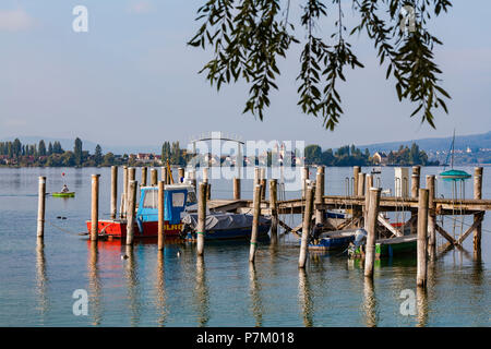 Deutschland, Baden-Württemberg, Bodensee, Gnadensee, Allensbach, Aussicht zur Insel Reichenau Stockfoto